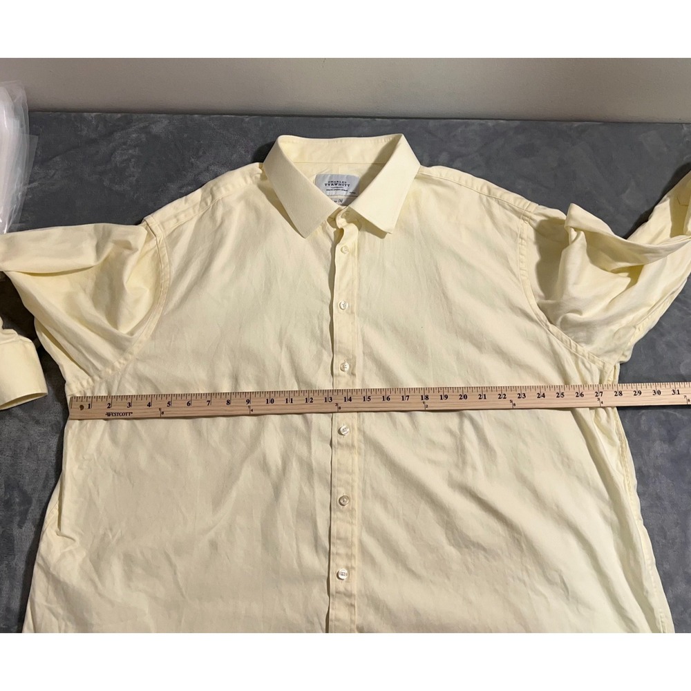 Charles Tyrwhitt Yellow Dress Shirt Mens 20 37 Button Up Long Sleeve Classic Fit - Picture 9 of 12